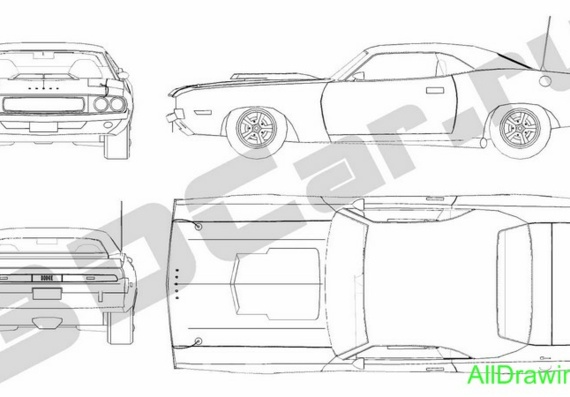Dodge Challenger (1970) - drawings (drawings) of the car
